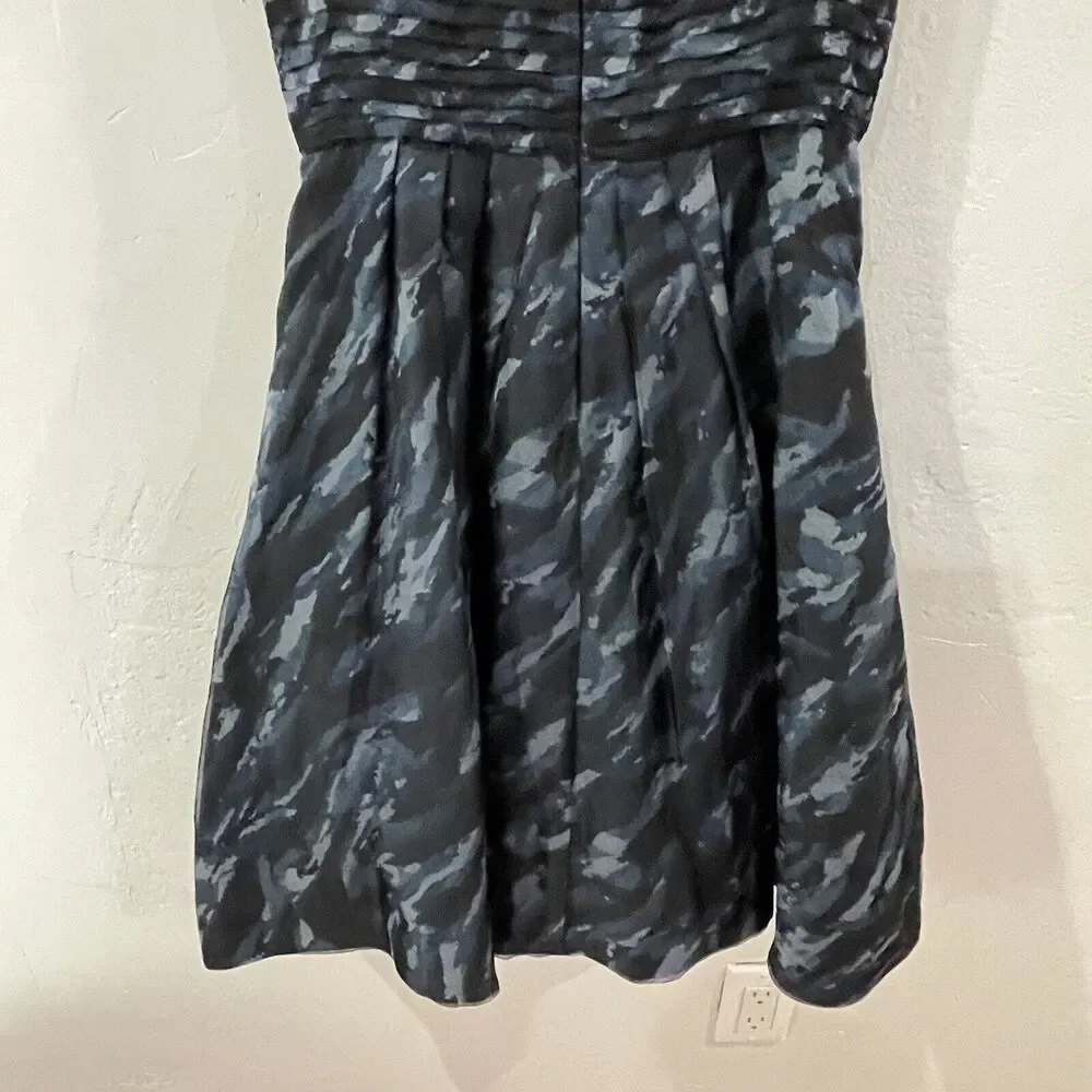 BCBGMaxAzria Silk Camo Mini Dress with Pockets Size XXS Blue Tulle Fit and Flare